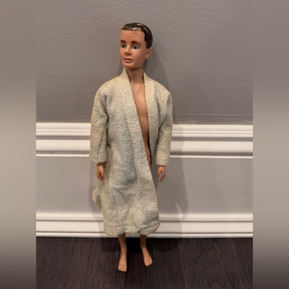 VINTAGE 1962 Mattel Barbie Ken Doll with Cream Robe Molded Crew Cut Collectors